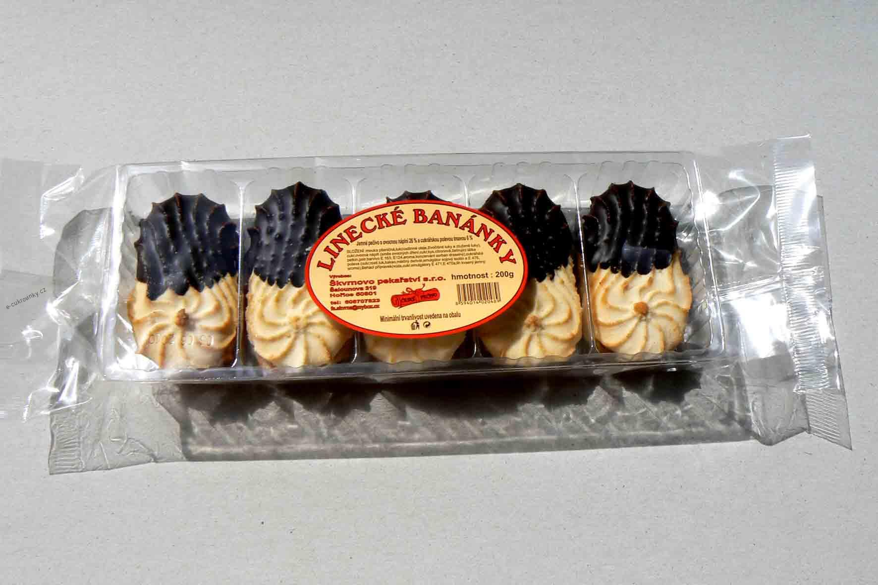 Linecké pečivo - polomáčené banánky 215 g KAKAOVÉ