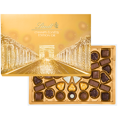 Luxusní bonboniéra LINDT 468 g Champs Élysées - ZLATÁ