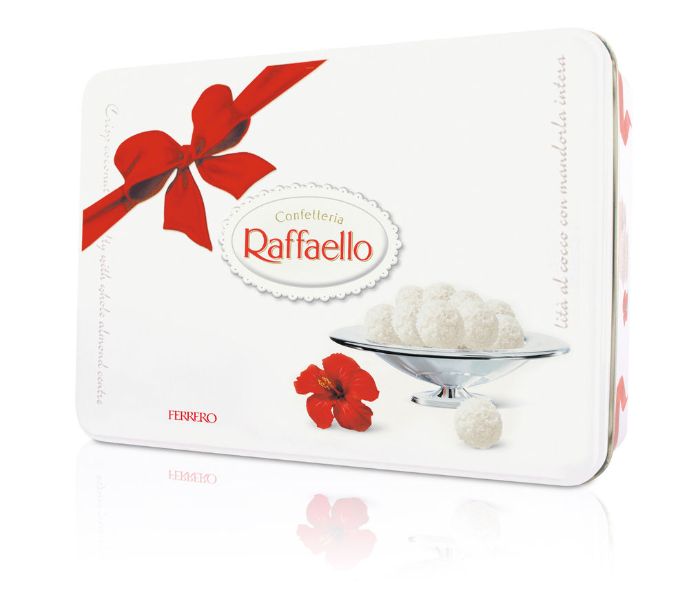 Bonboniéra RAFFAELLO 300 g - dárková kovová dóza