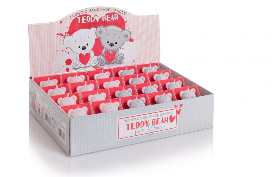 Svíčka 3D figurka - Medvídek Teddy Bear for you 63g bílý