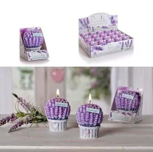 Svíčka 3D LEVANDULE BOUQUET 58 g 7.5 cm se srdíčky