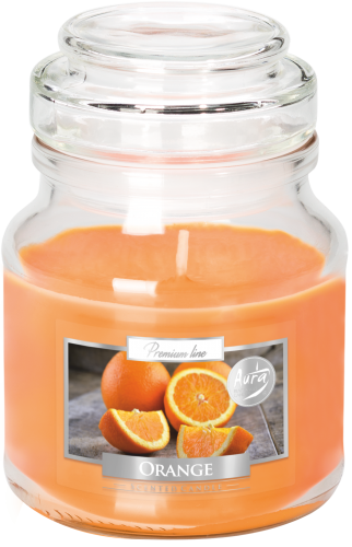 Vonná svíčka BISPOL 120 g PREMIUM LINE - sklenička s víčkem - ORANGE
