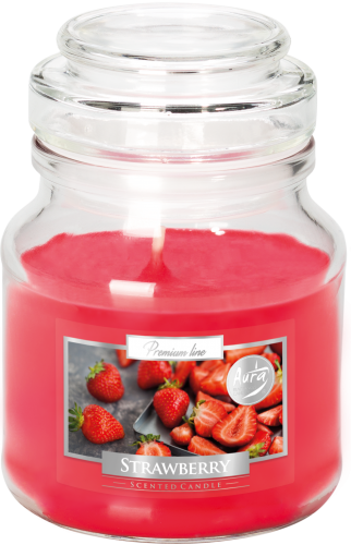 Vonná svíčka BISPOL 120 g PREMIUM LINE - sklenička s víčkem - STRAWBERRY