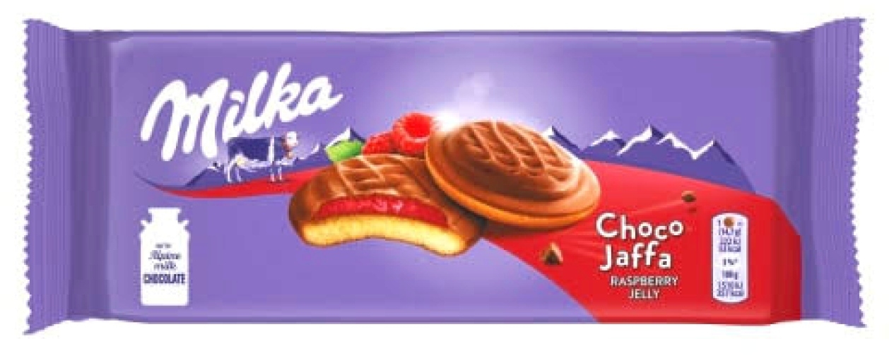 Milka Choco Jaffa 147 g polomáčené piškoty s malinovým želé