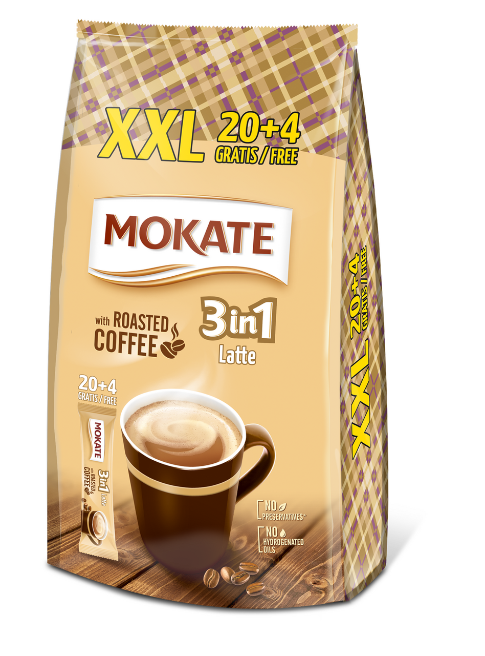 Instantní káva MOKATE 3v1 XXL 360 g LATTÉ 24x 15 g - velké balení