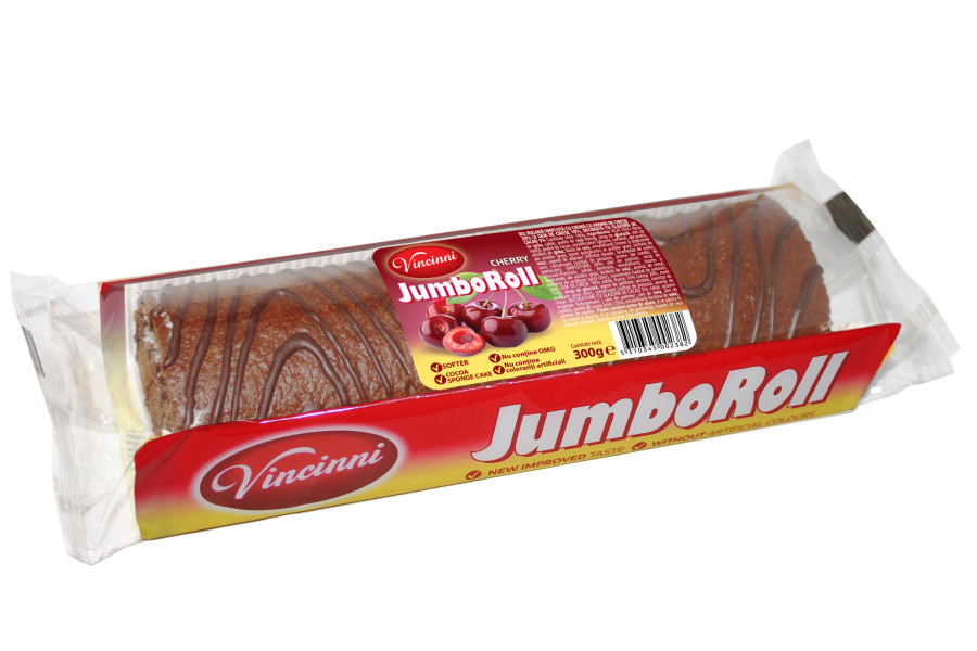 Piškotová roláda VINCINNI Jumbo Roll 300 g CHERRY