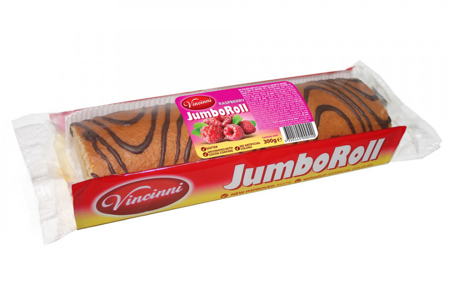 Piškotová roláda VINCINNI Jumbo Roll 300 g MALINA