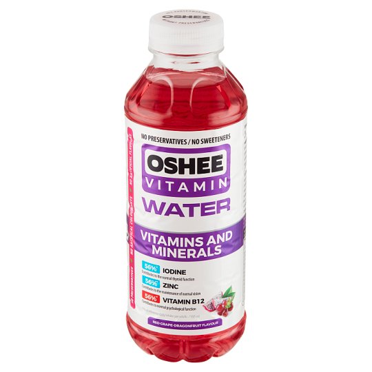 Nápoj Oshee nesycený nápoj 555 ml s příchutí červeného hroznového vína s přidanými vitamíny