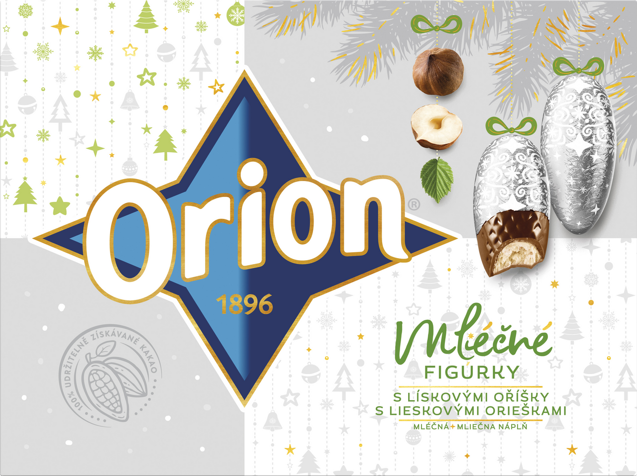ORION figurky MLÉČNÉ 315 g mléčná náplň s LÍSKOVÝMI OŘÍŠKY
