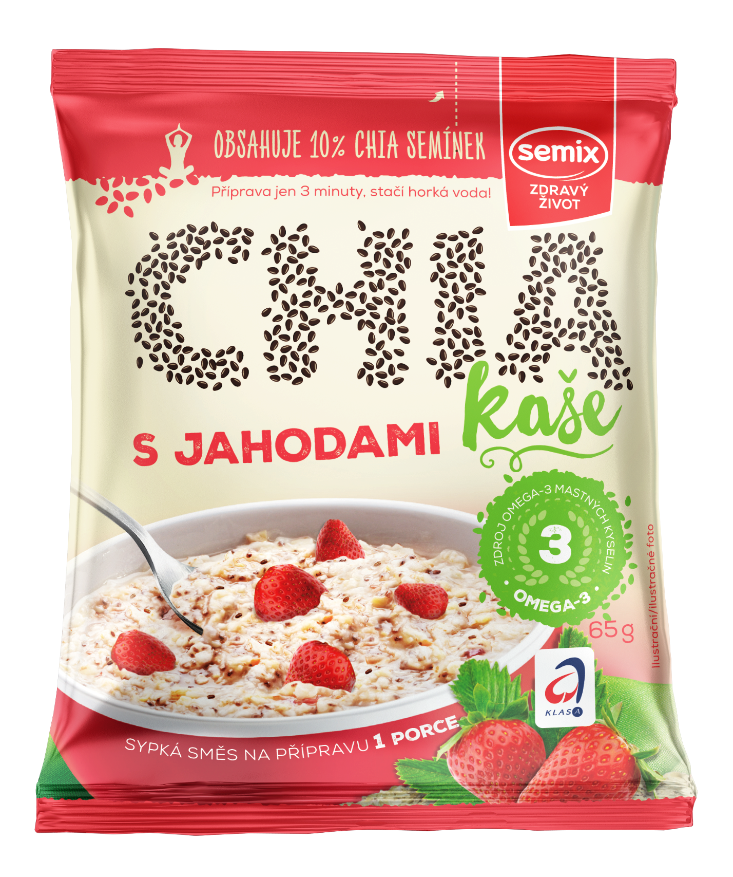 Semix CHIA KAŠE 65g s JAHODAMI a smetanou