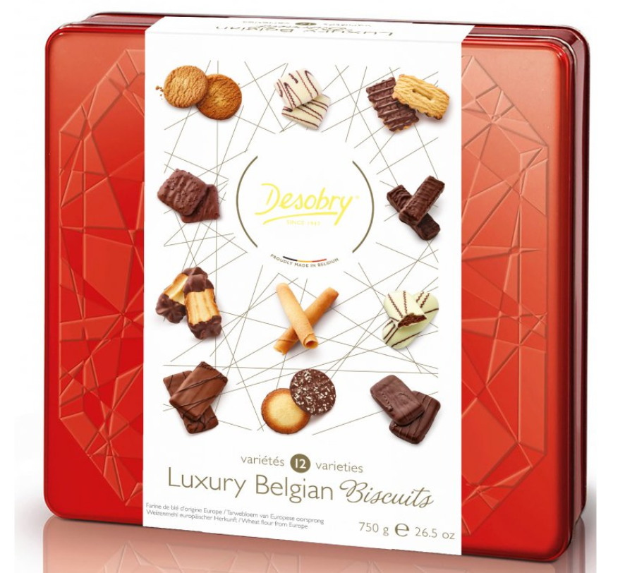 Luxusní belgické sušenky DESOBRY v kovové dárkové dóze 400 g - VÝPRODEJ !!! DMT: 8/2025 - poslední 1 ks