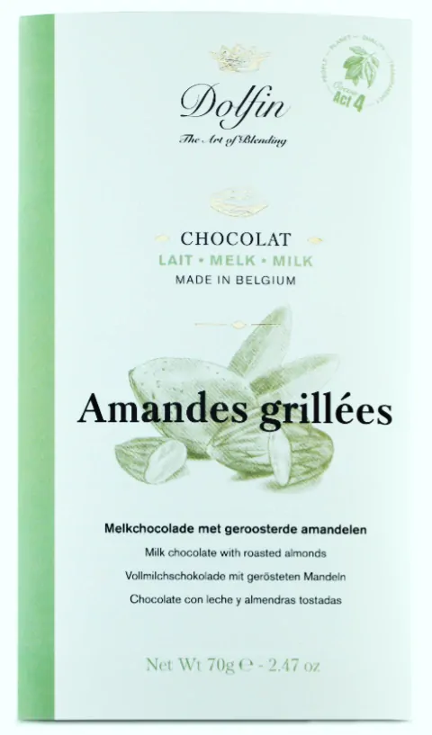 DOLFIN mléčná čokoláda | pražené mandle 70 g
