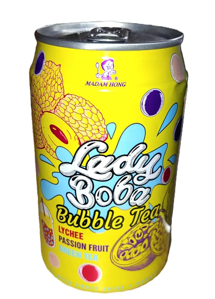 Lady Boba Bubble Tea nápoj mučenka, líčí, zelený čaj 320 ml