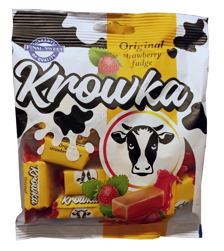 KROWKA mléčné karamely 100 g JAHODOVÉ