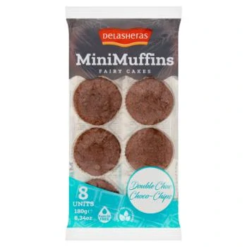 DELASHERAS mini muffiny 180 g KAKAOVÉ s KOUSKY ČOKOLÁDY, 8 ks