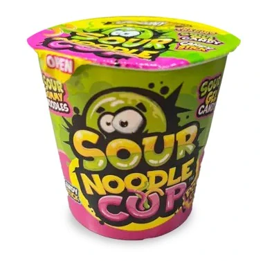 Kyselé želé & ovocný gel SOUR NOODLE CUP - JOHNY BEE 65 g s příchutí TUTTI-FRUTTI