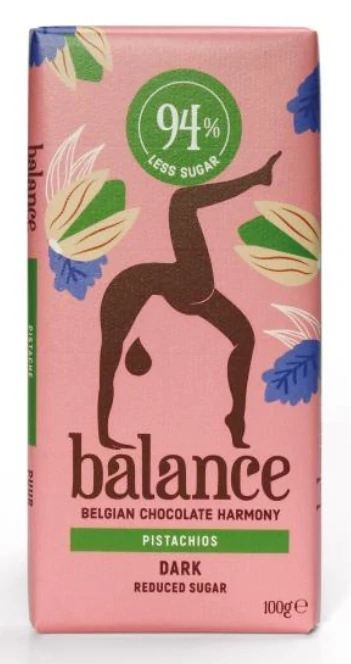 Belgická čokoláda BALANCE 100 g BEZ PŘIDANÉHO CUKRU - HOŘKÁ s PISTÁCIEMI - VÝPRODEJ !!! DMT: 2/2026