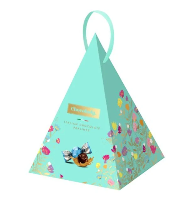 Italské pralinky CHOCOLADY 130 g PYRAMIDA tyrkysová