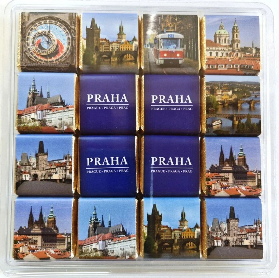 Mini čokoládky PRAHA 80 g - 16x mini čokoládička - mléčná - střední kazeta
