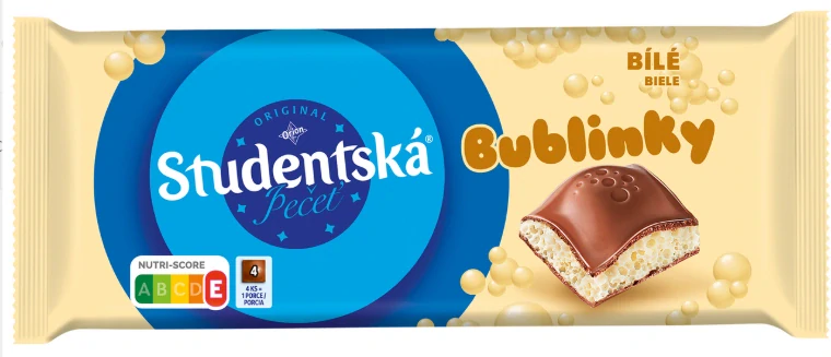 Čokoláda ORION Studentská pečeť BUBLINKY 90 g BÍLÁ