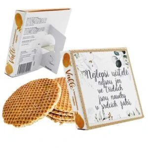 PRO PANA UČITELE - originální 2x karamelová wafle 80 g - krabička se stojánkem - AKCE !!!
