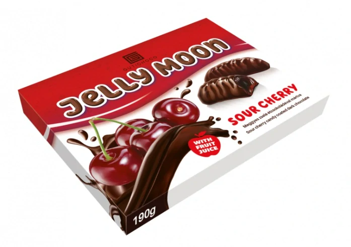 Želé v hořké čokoládě JELLY MOON 190 g - VIŠŇOVÉ