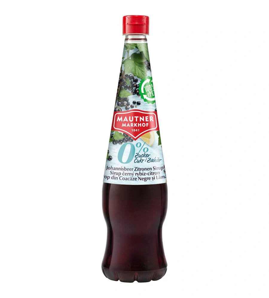 BEZ CUKRU sirup MAUTNER 700 ml ČERNÝ RYBÍZ & CITRÓN