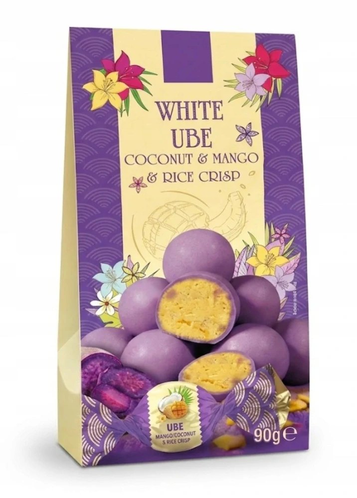 Pralinky (kuličky) WHITE UBE 112 v stříška - bílá (fialová) čokoláda s UBE