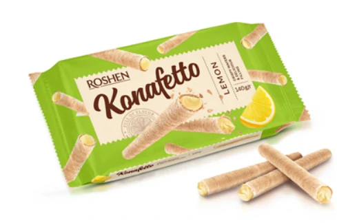 Oplatkové trubičky ROSHEN 140 g KONAFETTO - CITRÓNOVÉ