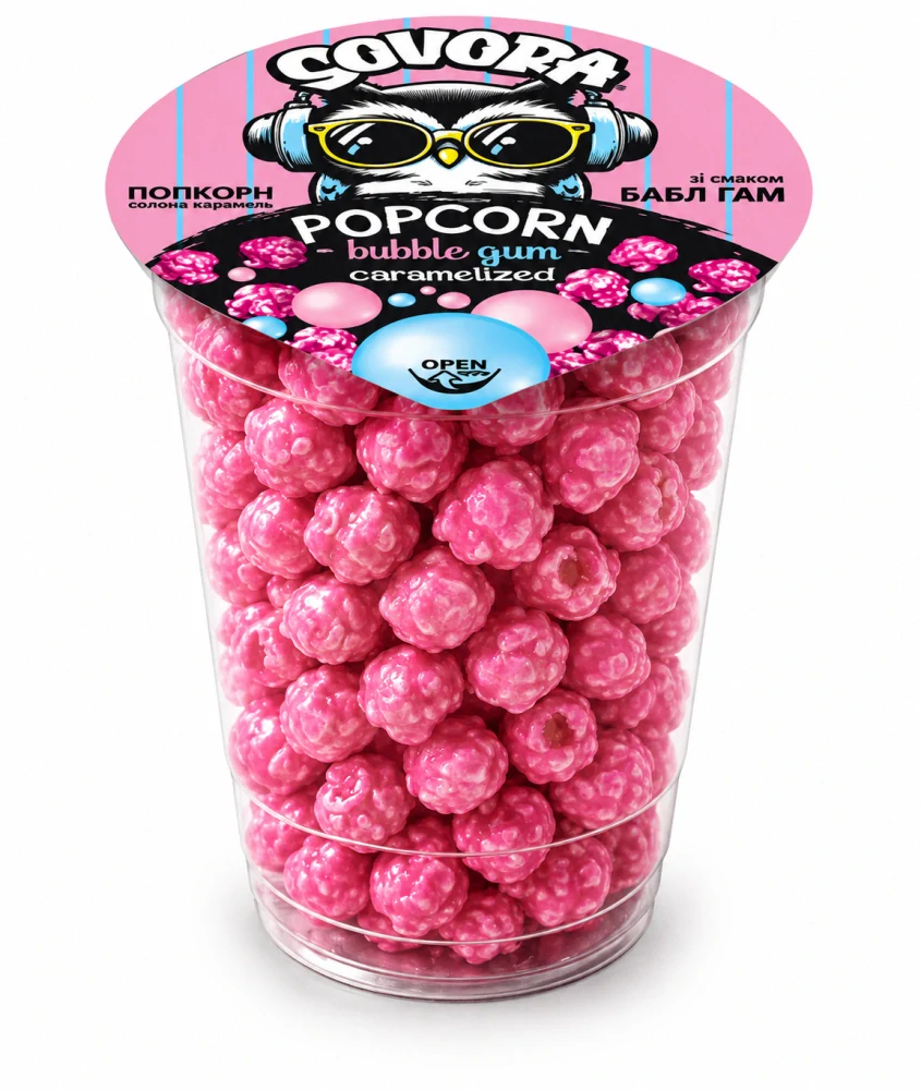 Popcorn SOVORA 60 g kelímek - BUBBLE GUM