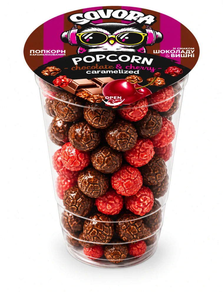 Popcorn SOVORA 60 g kelímek - CHERRY & CHOCOLATE