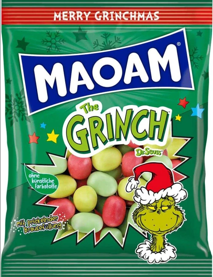 Žvýkací šumivé dražé MAOAM 140 g GRINCH - zimní edice