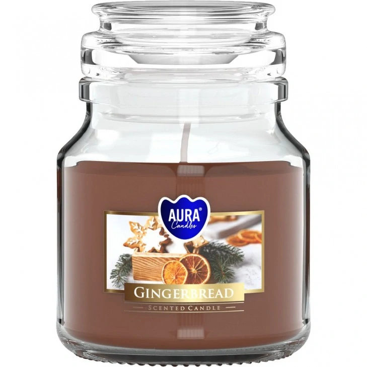 Vonná svíčka BISPOL 120 g PREMIUM LINE - sklenička s víčkem - GINGERBREAD