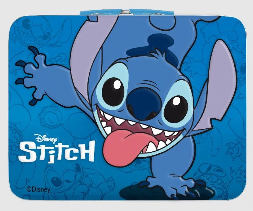 Kovový svačinový kufřík + sušenky 100 g - STITCH