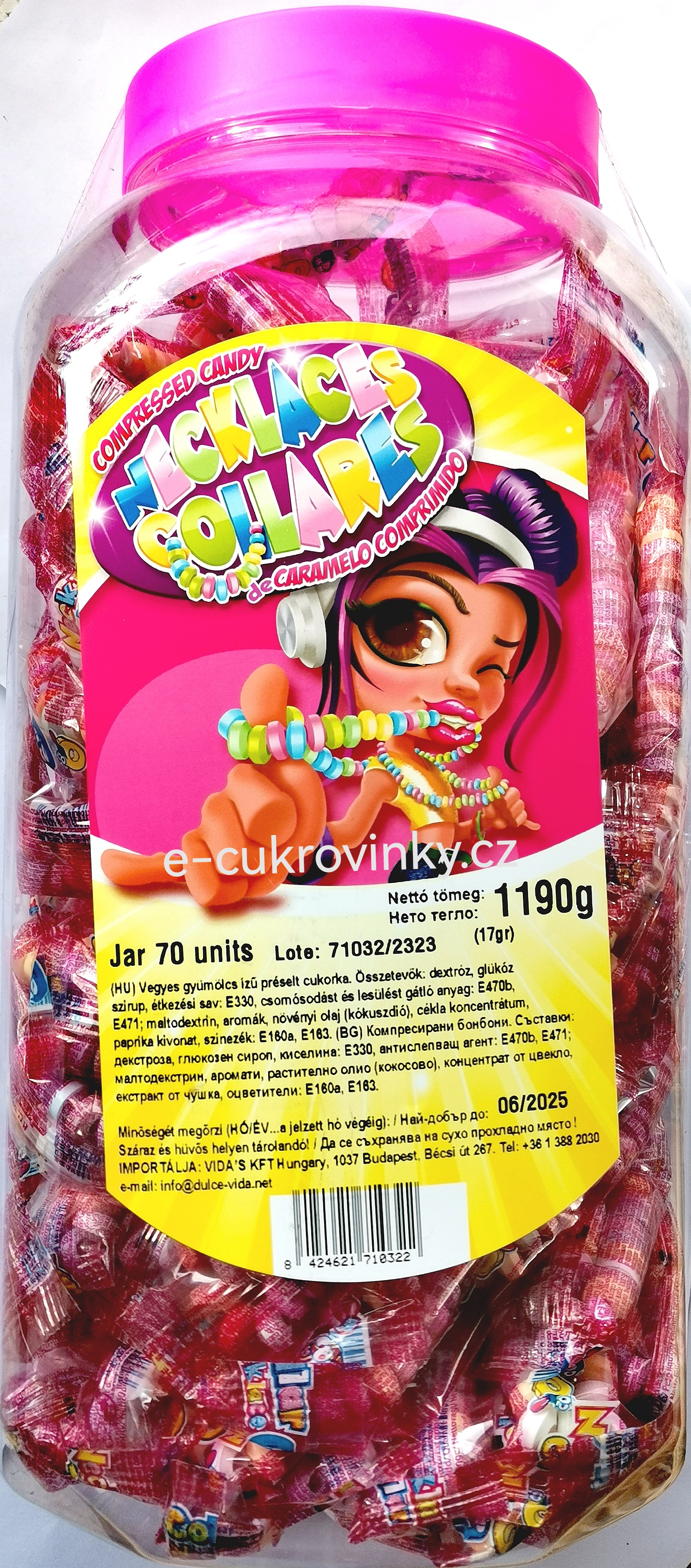 NÁHRDELNÍK z ovocného komprimátu - CANDY NECKLACES 17g - dóza 70 ks