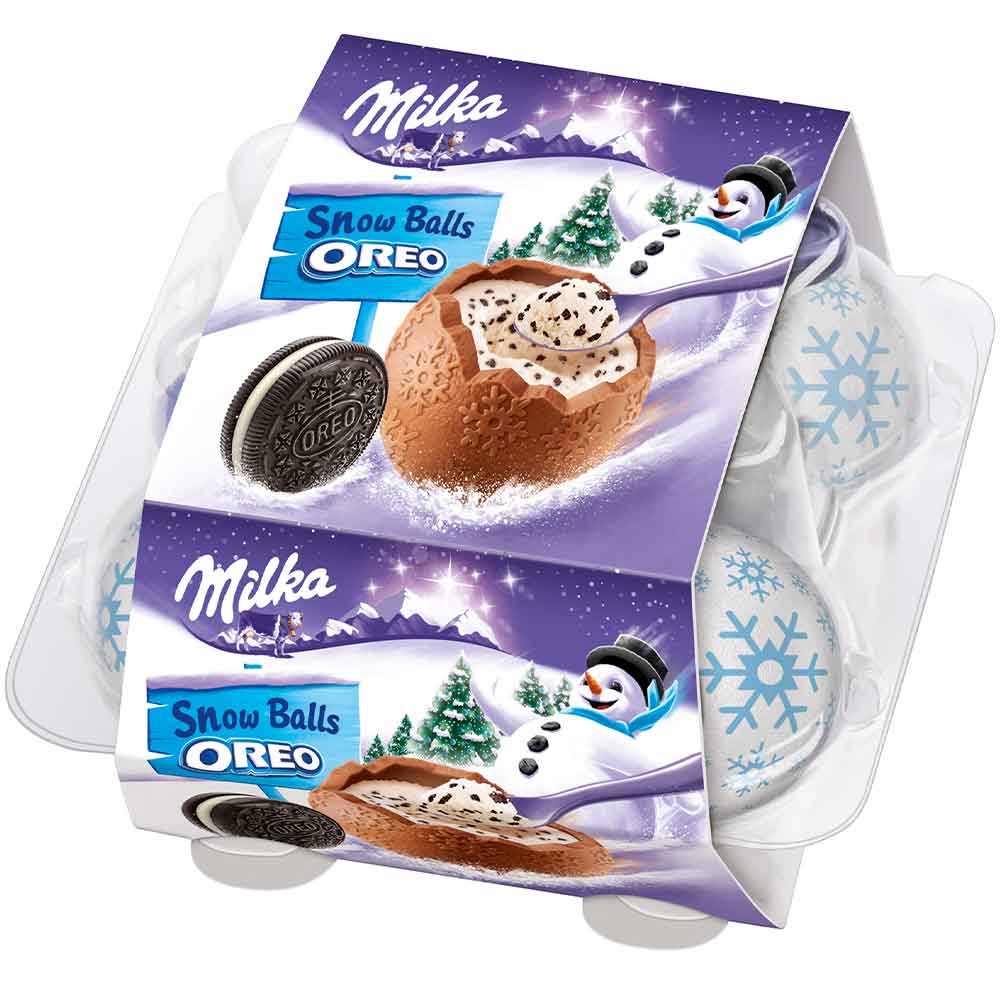Milka Snow Balls 4 ks čokoládové vajíčko - OREO - s lžičkou
