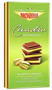 Italská čokoláda NOVI Cuadro 110 g mléčná s oříškovou a pistáciovou náplní