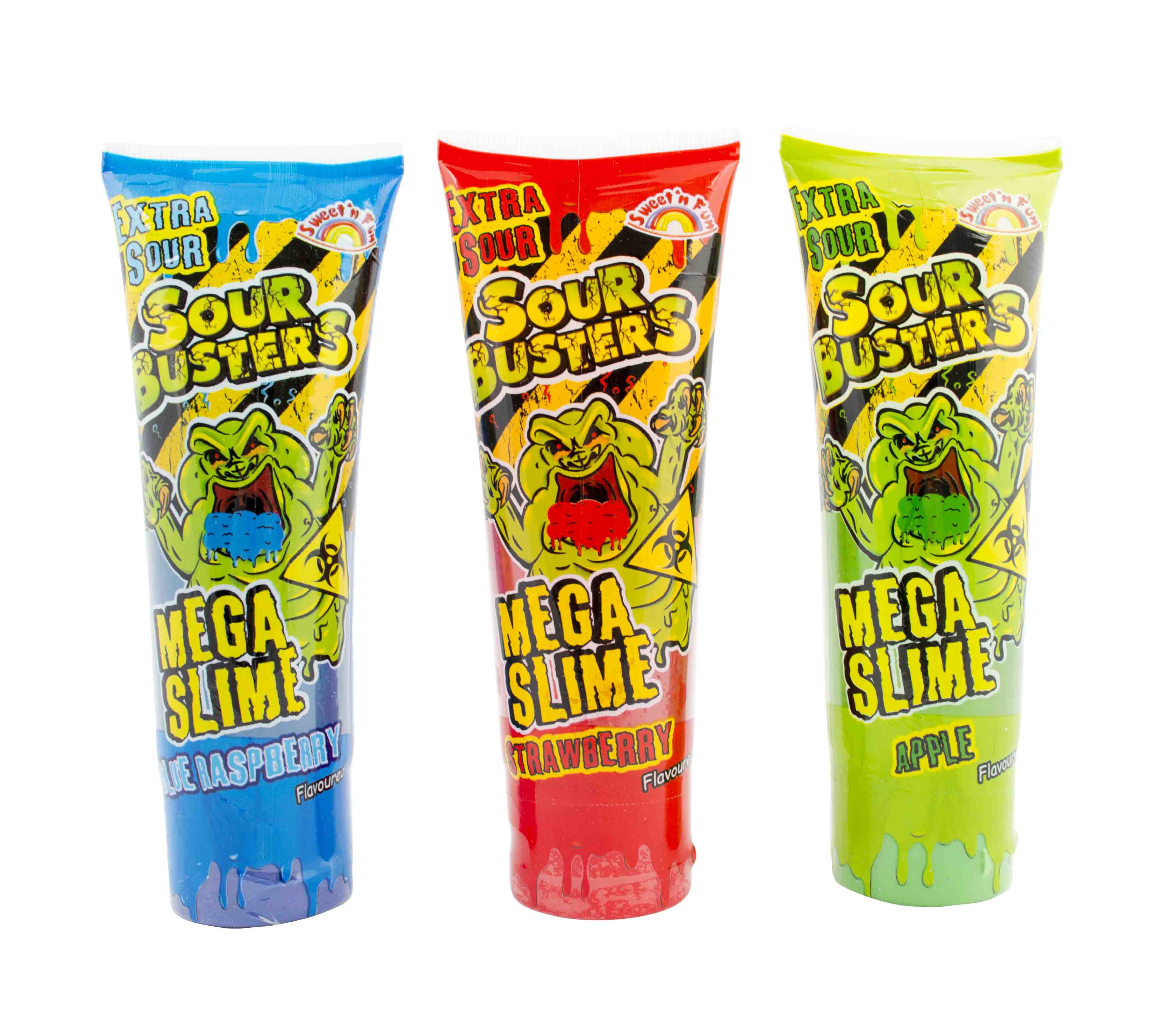 Ovocný kyselý gel SOUR BUSTERS MEGA SLIME 55 ml - kyselý sliz - balení 16 ks