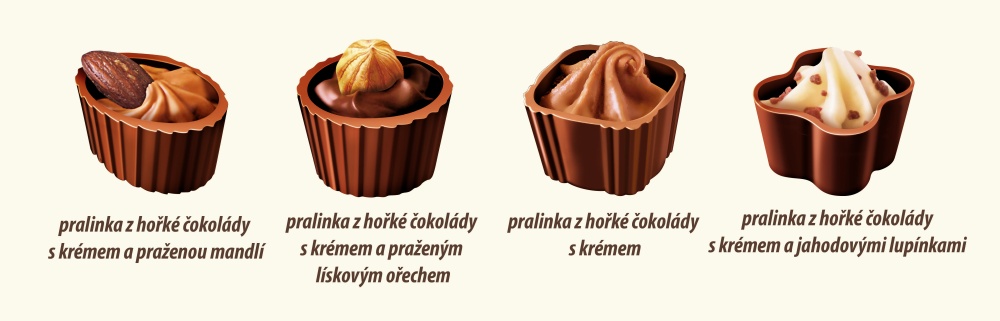 Čokoládové pralinky 110 g - výběr košíčků - RŮŽOVÉ KVĚTY - VÝPRODEJ !!! DMT: 2/2026