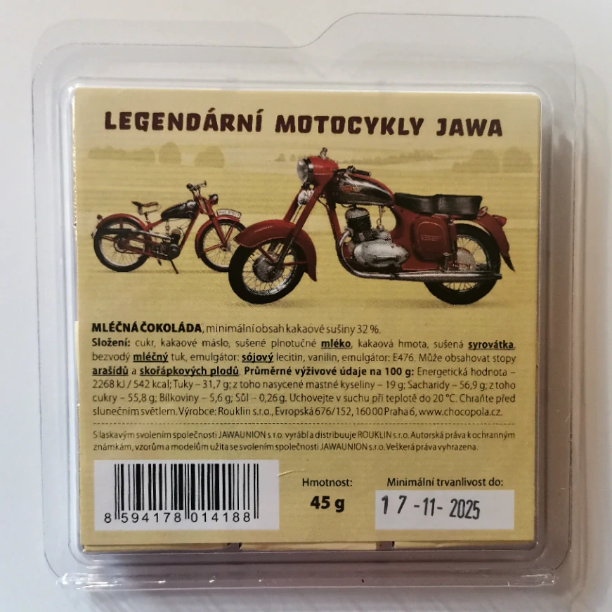 Mini čokoládky JAWA 180 g - 36x mini čokoládička - mléčná