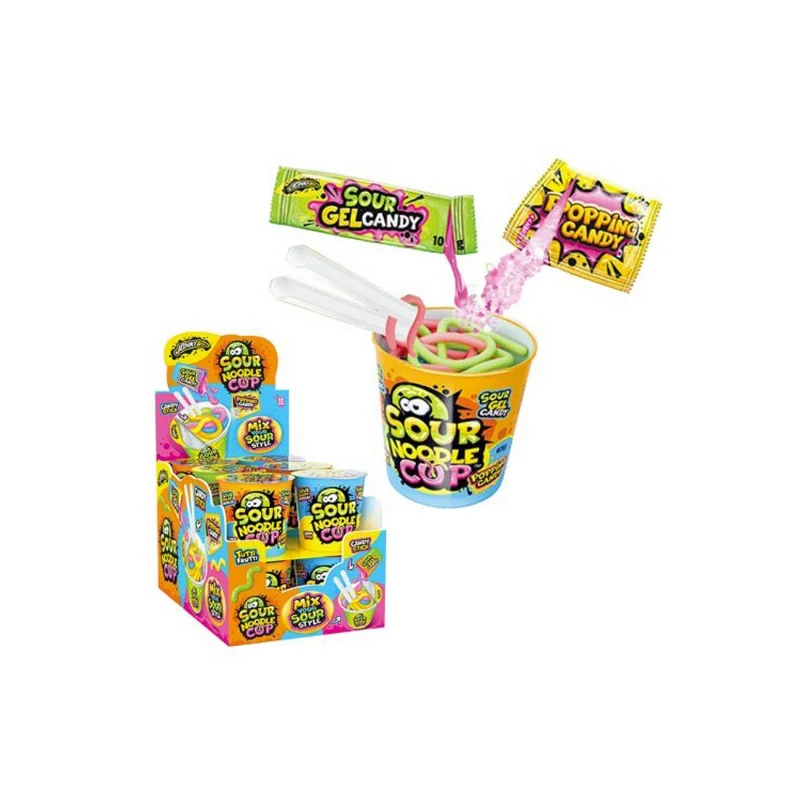 Kyselé želé & ovocný gel SOUR NOODLE CUP - JOHNY BEE 65 g s příchutí TUTTI-FRUTTI