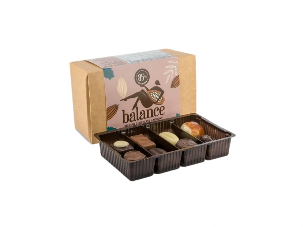 Belgické pralinky BALANCE 195 g - SE SNÍŽENÝM OBSAHEM CUKRU - ASSORTED