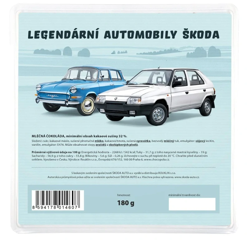 Mini čokoládky ŠKODA 180 g - 36x mini čokoládička - mléčná