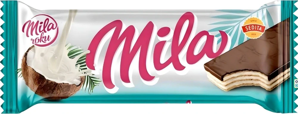 Oplatka MILA řezy 50 g - KOKOSOVÁ (balení 56 ks)