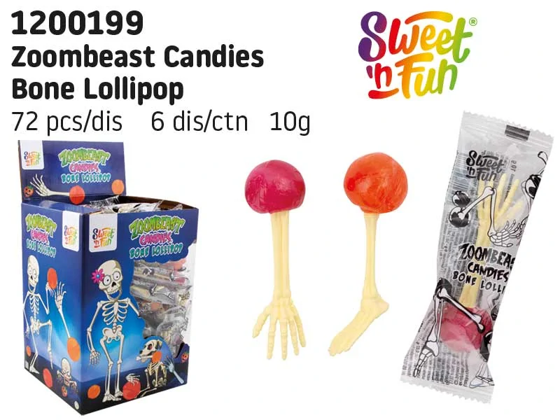 Lízátko ZOOMBEAST Candy Bone 10 g - lízátko na kosti (balení 72 ks)