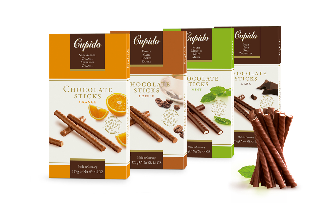 Cupido čokoládové tyčinky Pomeranč 125g