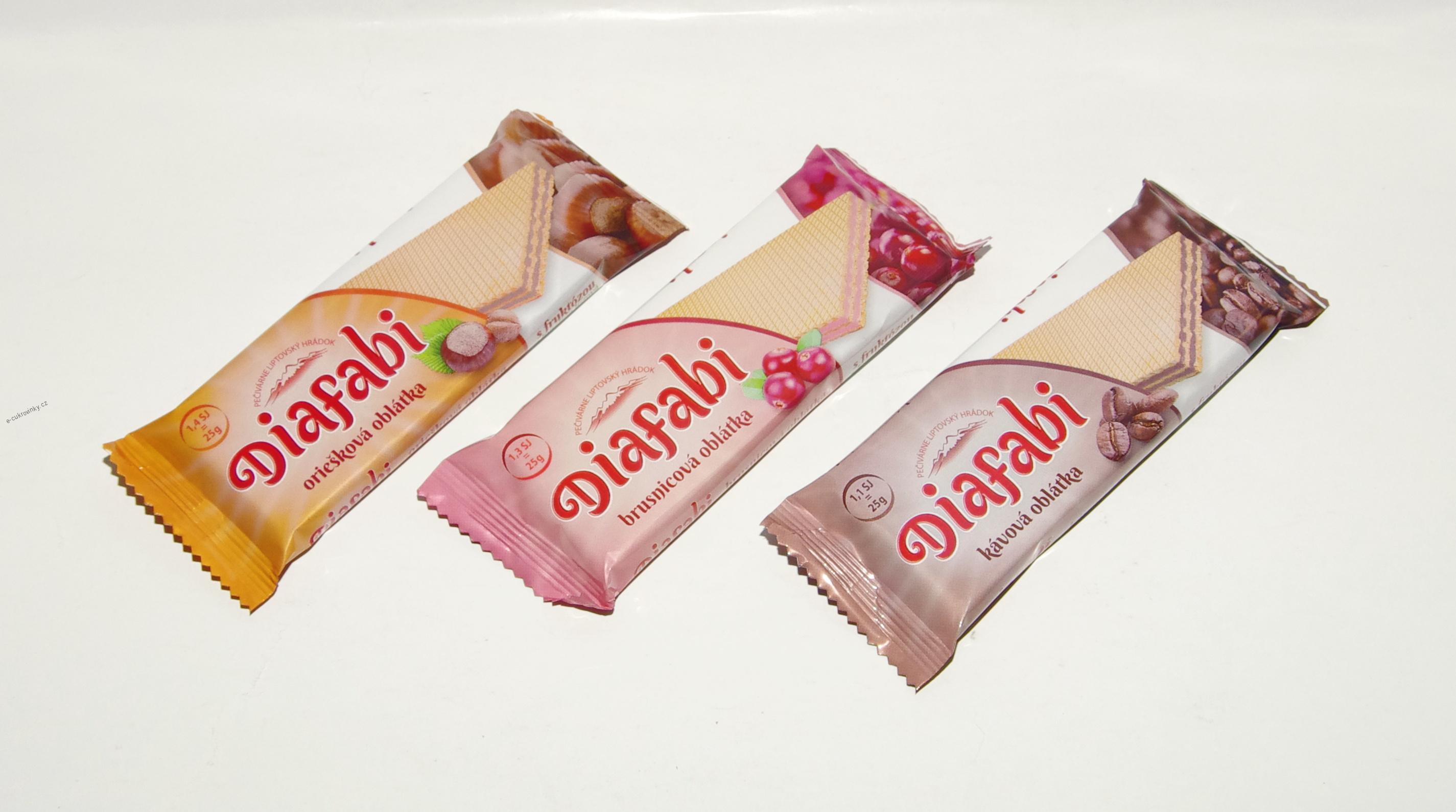 Oplatka s fruktózou DIAFABI 25 g brusinka