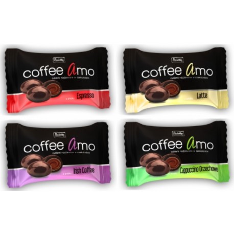 Čokoládové bonbóny COFFEE AMO 100 g - s náplní espresso, cappuccino, latte a irská káva