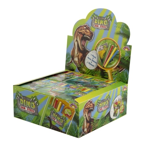 Tyčinkové žvýkačky 28 g DINO GUM STICKS + samolepka