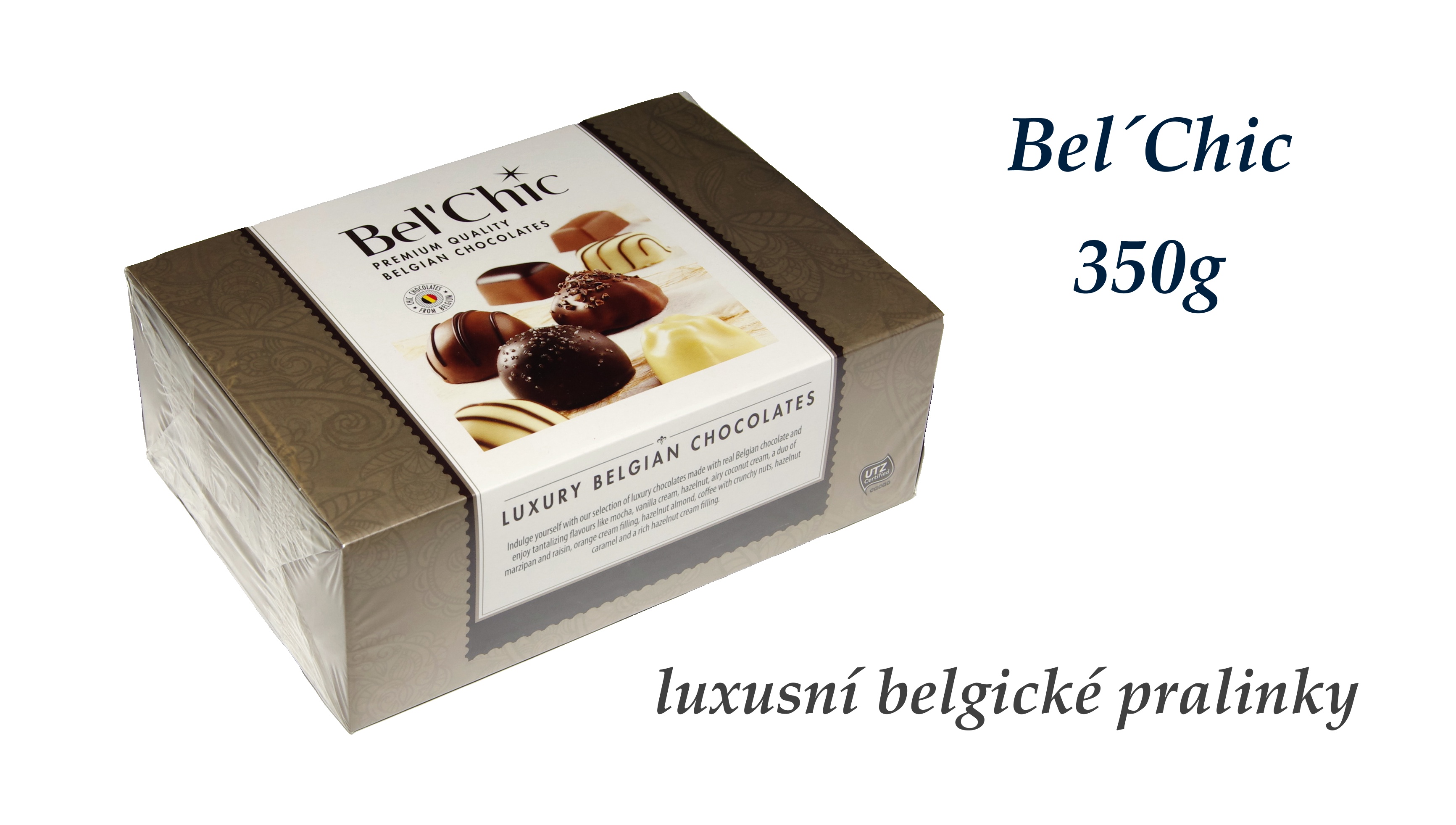 Belgické pralinky Bel'Chic 350 g - čokoládové pralinky - VÝPRODEJ !!! DMT: 4/2026